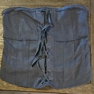 Gray Ribbed Tie Front Skirt for a Casual Night Out